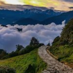 Chopta’s green meadows with Himalayan peaks in the background - digital detox destinations in India