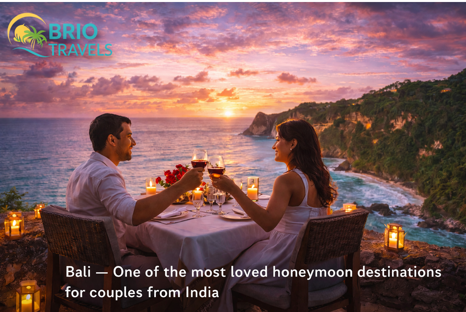 Romantic sunset view in Bali, Indonesia, a popular travel and honeymoon destination