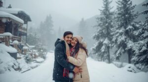 Manali Snowfall Couple Photo