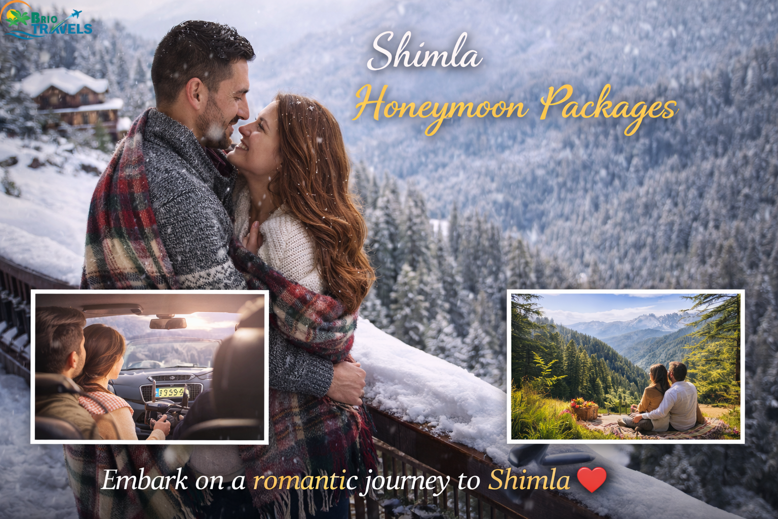 Romantic Shimla honeymoon package with snow-covered mountains, cozy resorts, private sightseeing and scenic nature views for couples