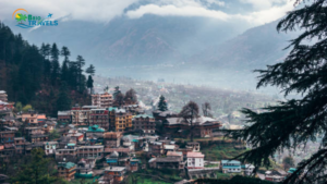 Scenic hill town in Manali surrounded by mountains, a romantic honeymoon destination in India