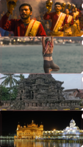 India travel packages from USA showcasing spiritual and cultural experiences including Ganga Aarti, Yoga in Rishikesh, Temples in Bodh Gaya, and Golden Temple