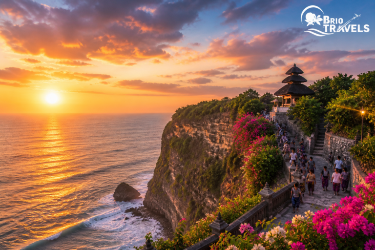 Top places to visit in Bali – Uluwatu Temple cliffside sunset overlooking the ocean