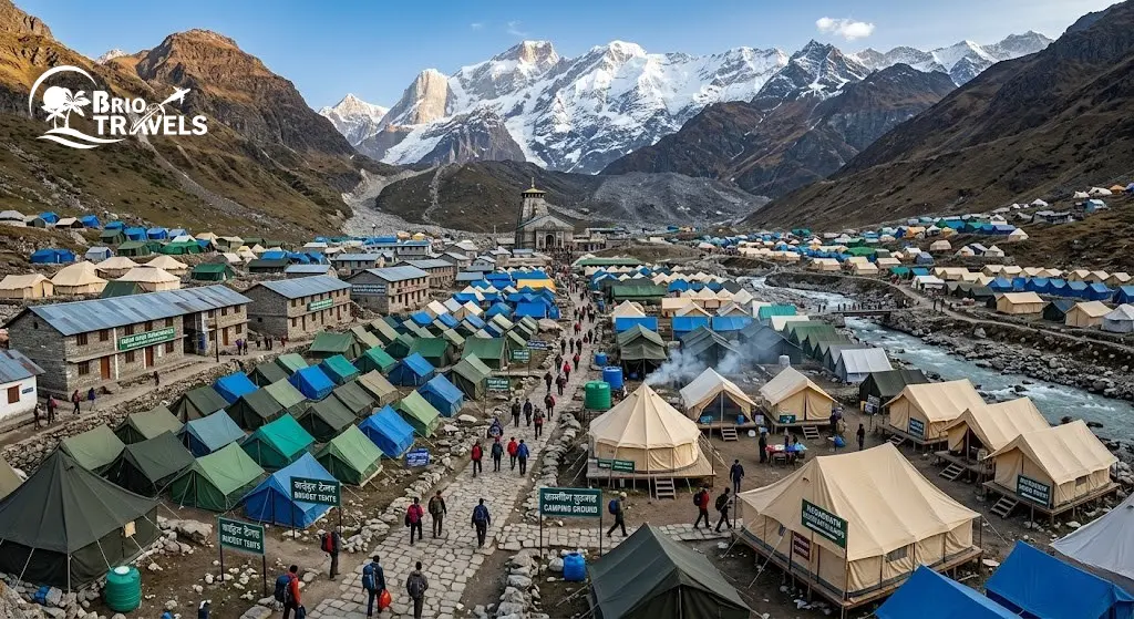 Kedarnath accommodation camps and tents near temple
