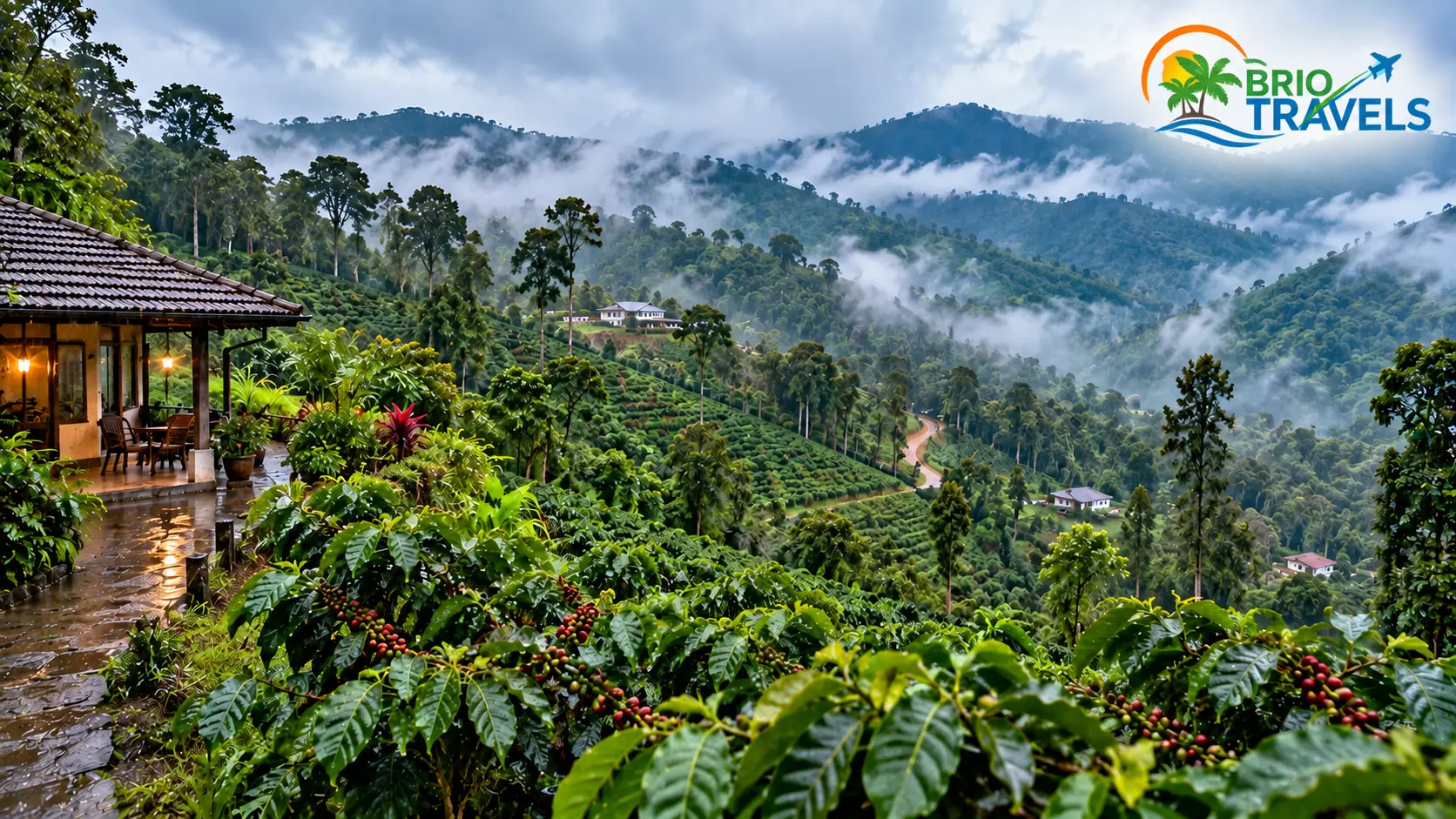 Best places to visit in India in June - Coorg coffee plantation and misty green hills