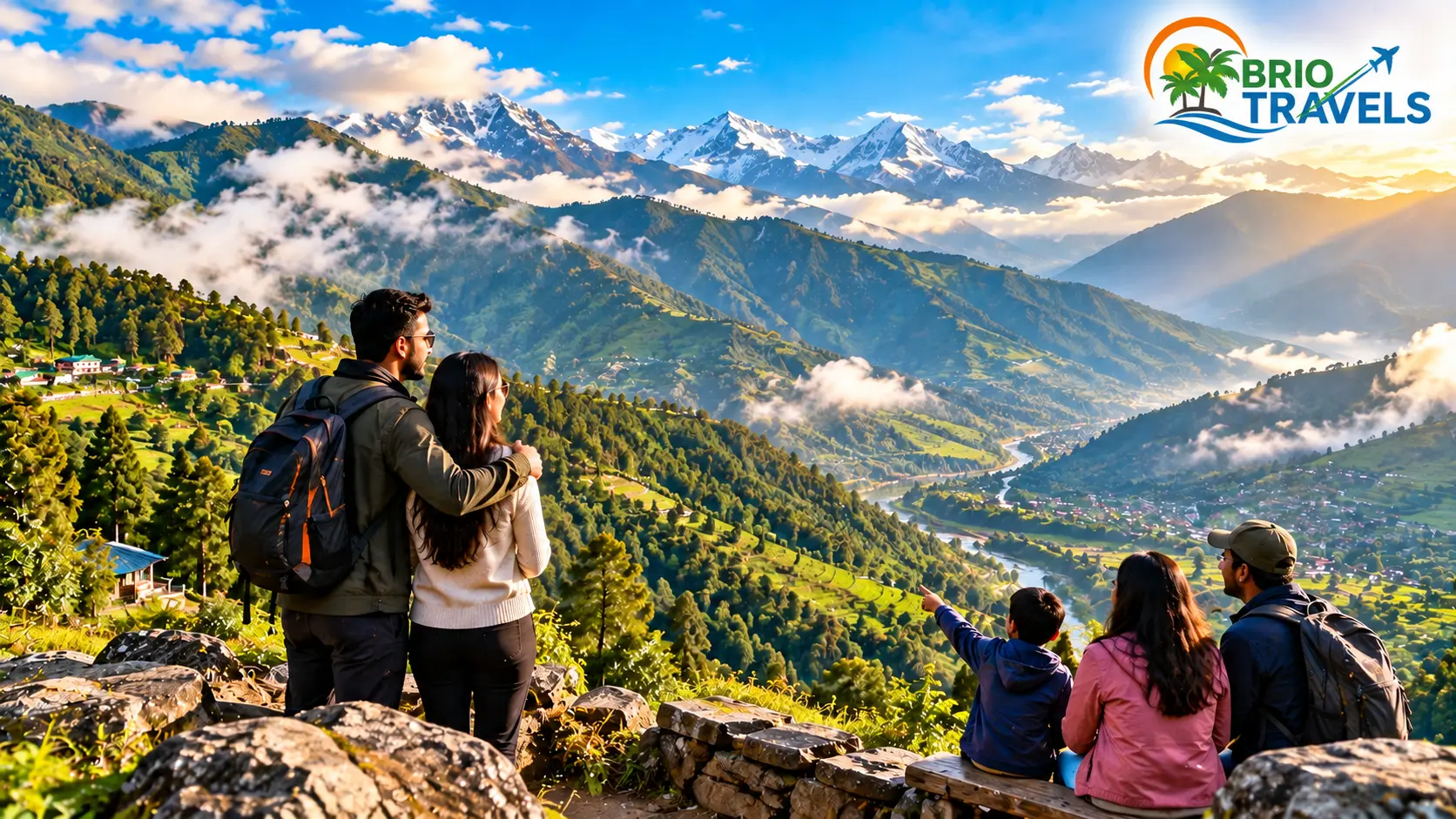 Best places to visit in India in June - Indian family enjoying a scenic Himalayan holiday