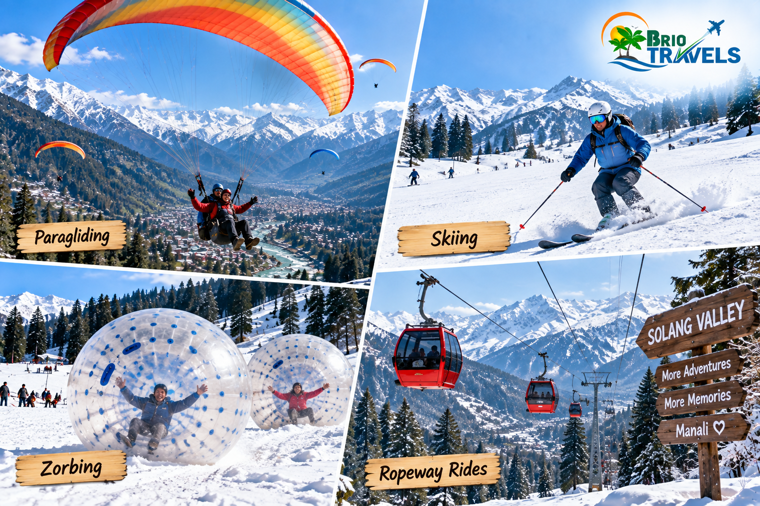 Paragliding, skiing, zorbing and ropeway activities in Manali
